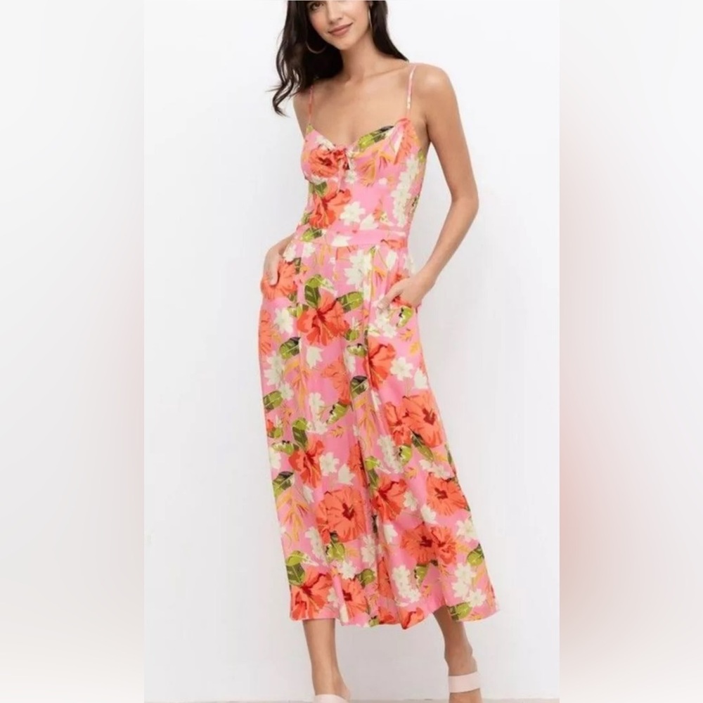 Yumi Kim Mai Tai Pink Floral Jumpsuit Size 6